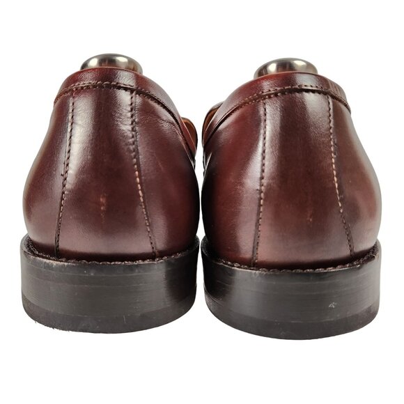 Paul Fredrick Italy Men's 9 Burnished Brown Leather Dress Shoes Venetian Loafers - Picture 4 of 13